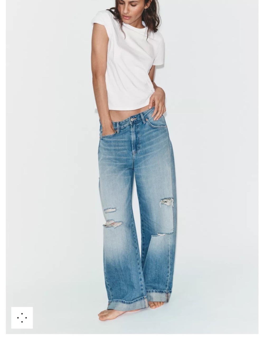 Zara TRF BAGGY FOLDED RIPPED
MID-RISE JEANS